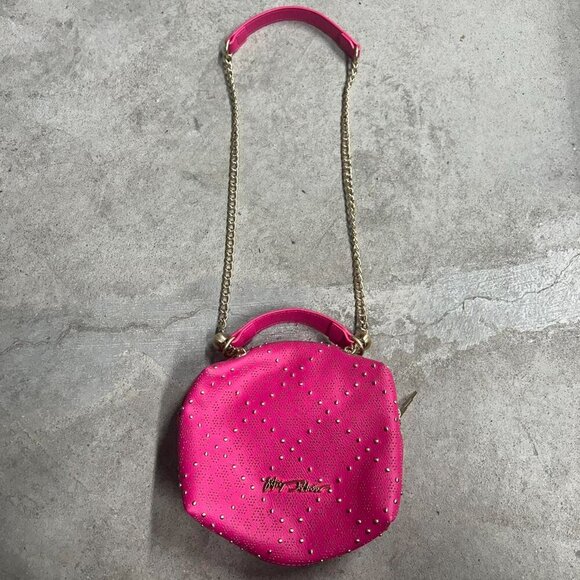 Betsey Johnson Pink Skull Studded Crossbody Bag With Gold Chain - Picture 2 of 7